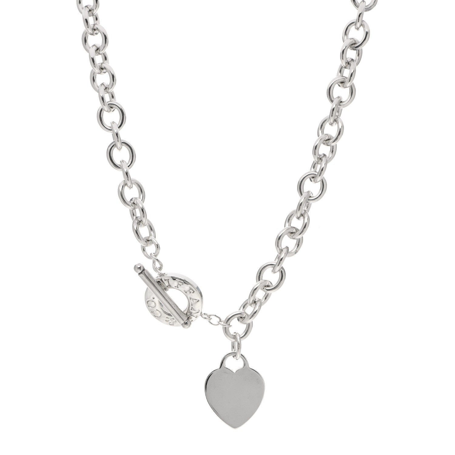 Tiffany Sterling Silver Heart Tag Toggle Necklace 1 of 5