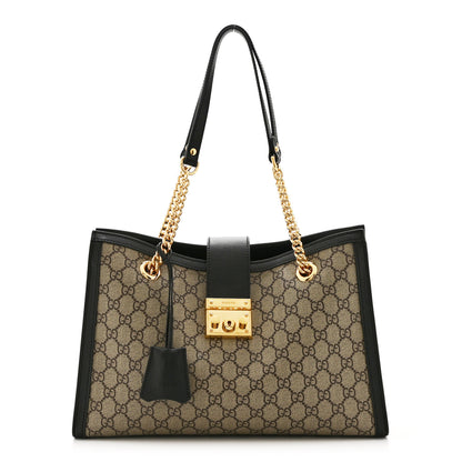 Gucci GG Supreme Monogram Medium Padlock Tote  Black 1 of 11