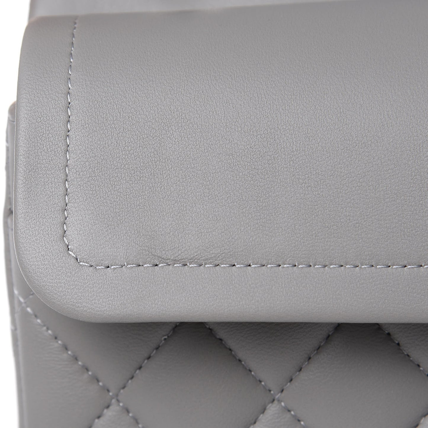 Lambskin Quilted Small Double Flap Grey