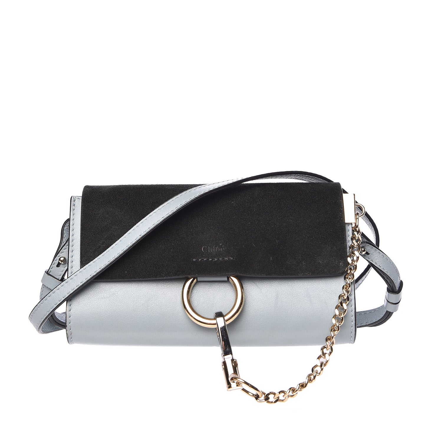 Suede Calfskin Mini Faye Shoulder Bag Fresh Blue Green