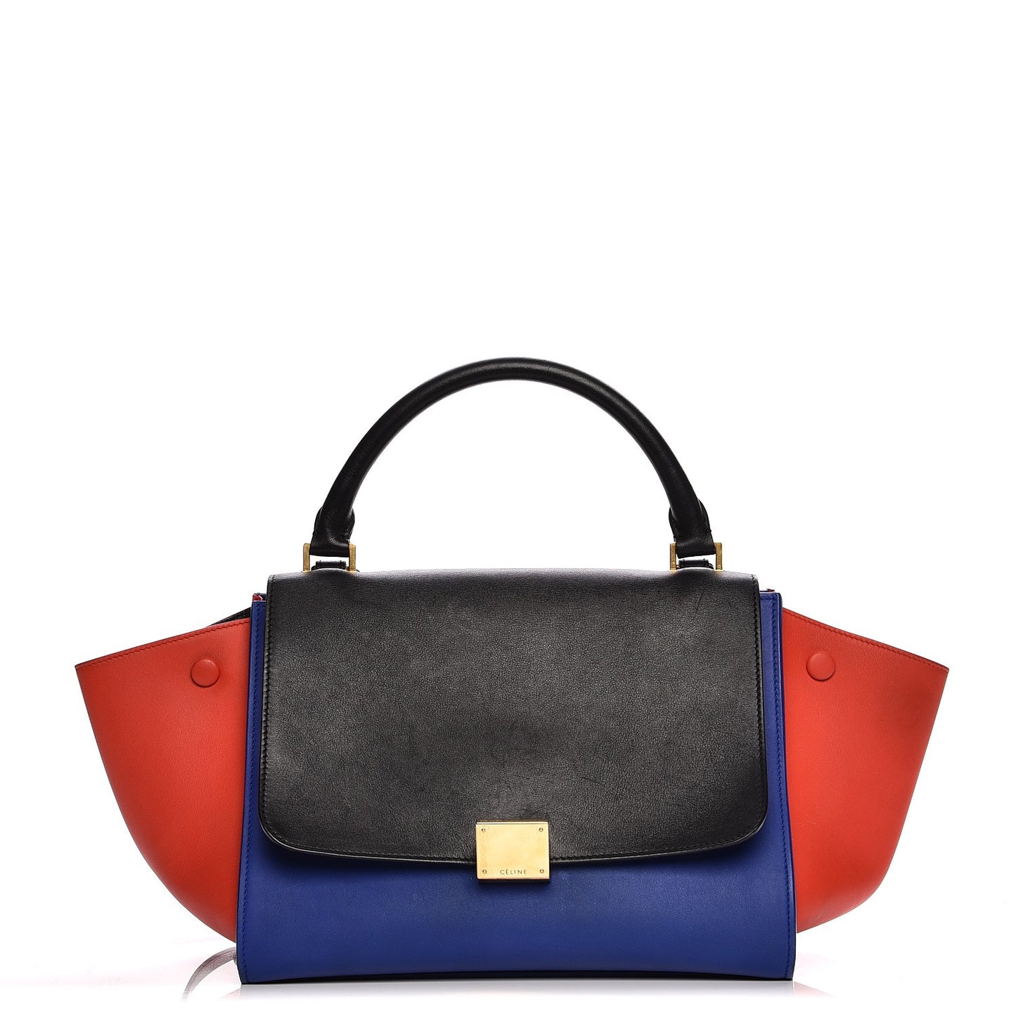Smooth Calfskin Small Tri-Color Trapeze Black