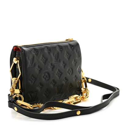 Louis Vuitton Lambskin Embossed Monogram Coussin BB Black 3 of 9