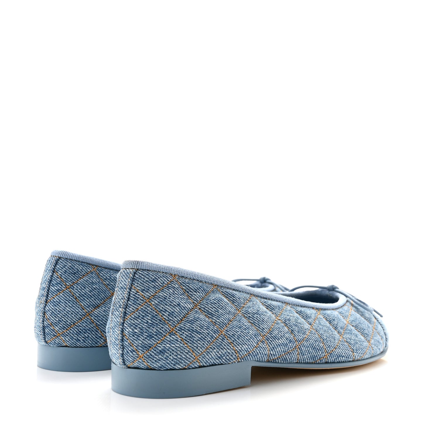 Denim Quilted CC Cap Toe Ballerina Flats 36 Light Blue