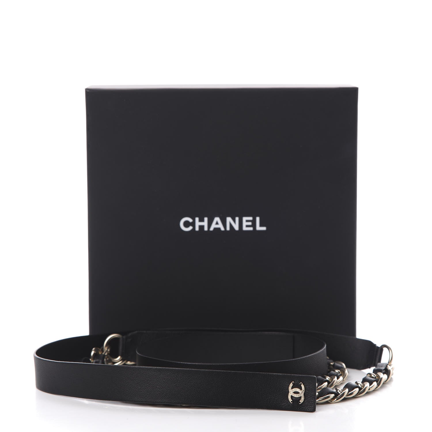 Chanel Lambskin Chain CC Bow Belt M Black Gold 5 of 5
