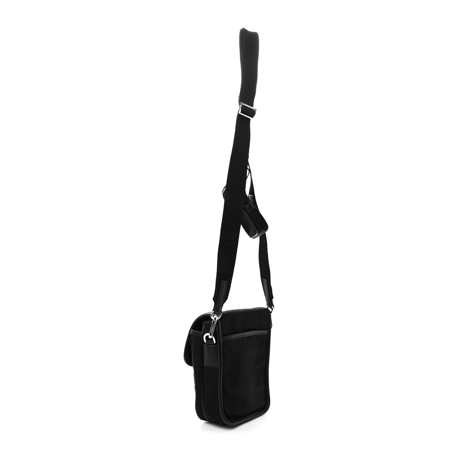 Prada Re-Nylon Saffiano Mini Pocket Single Snap Buckle Messenger Bag Black 3 of 10