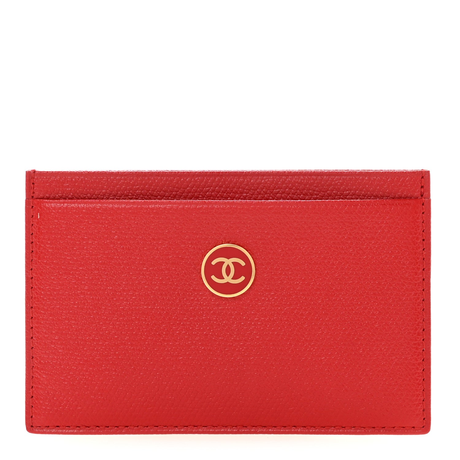 Chanel Caviar CC Button Card Holder Red 1 of 9