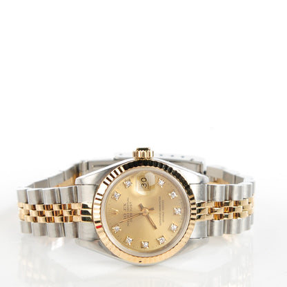 Rolex Stainless Steel 18K Yellow Gold Diamond 26mm Oyster Perpetual Datejust Watch Champagne 69173 3 of 7