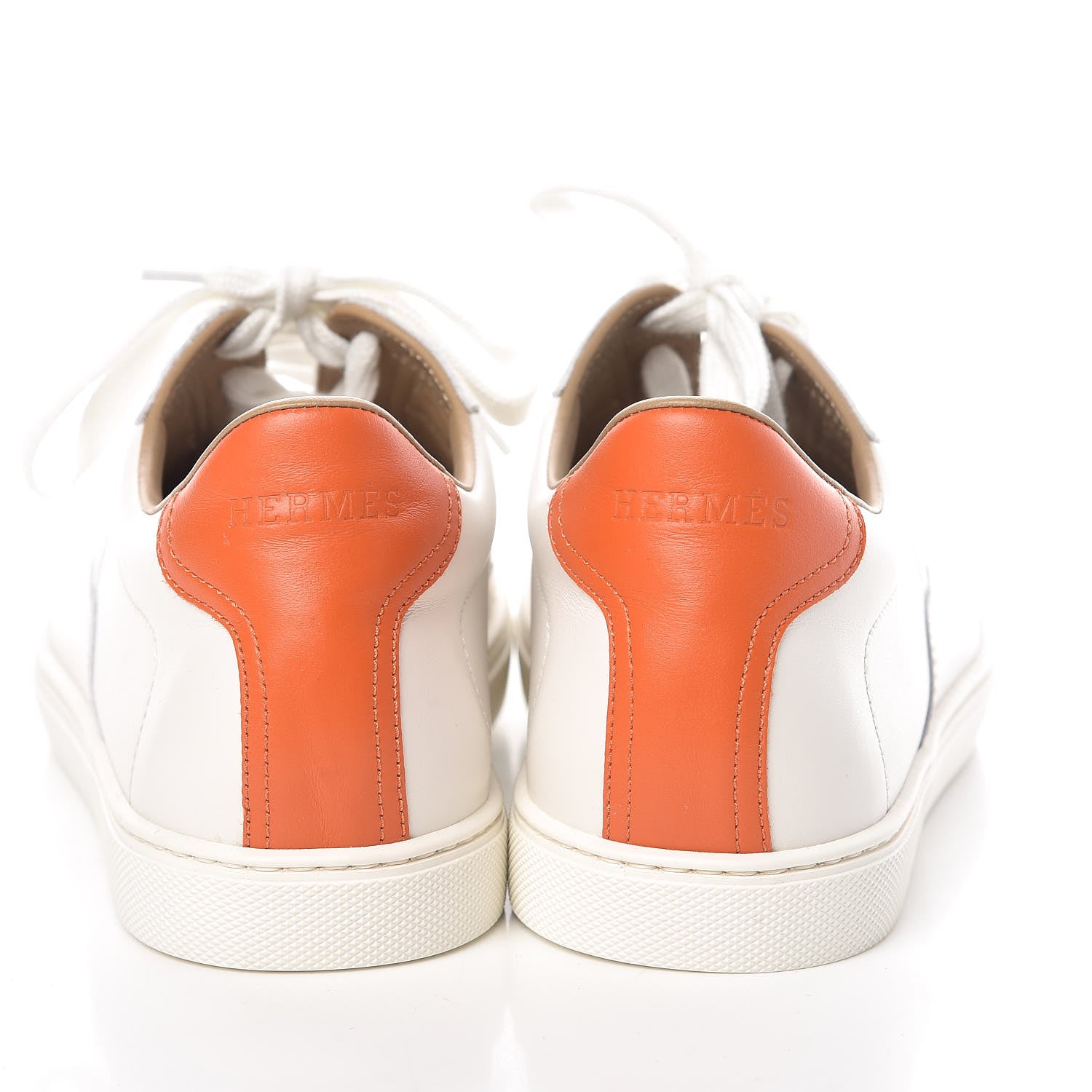 Hermes Calfskin Womens Quicker Sneakers 41 White Orange 5 of 9