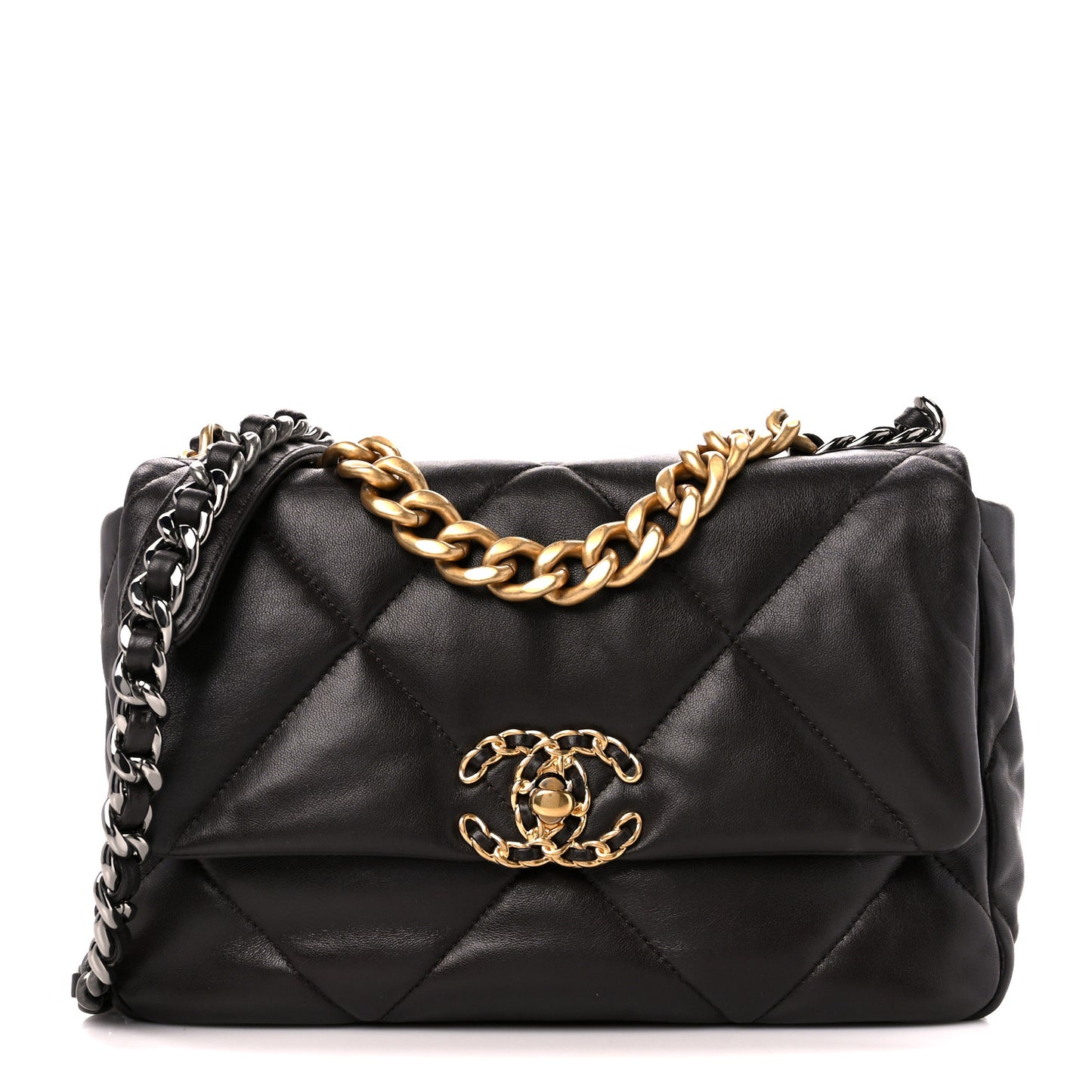 Lambskin Quilted Medium Chanel 19 Flap Dark Brown