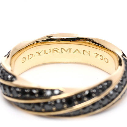 David Yurman 18K Yellow Gold Black Diamond 6mm Cable Edge Band Ring 59 8.75 4 of 4