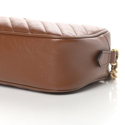 Gucci Glazed Calfskin Matelasse Diagonal Small GG Marmont Chain Shoulder Bag Cuir 10 of 11