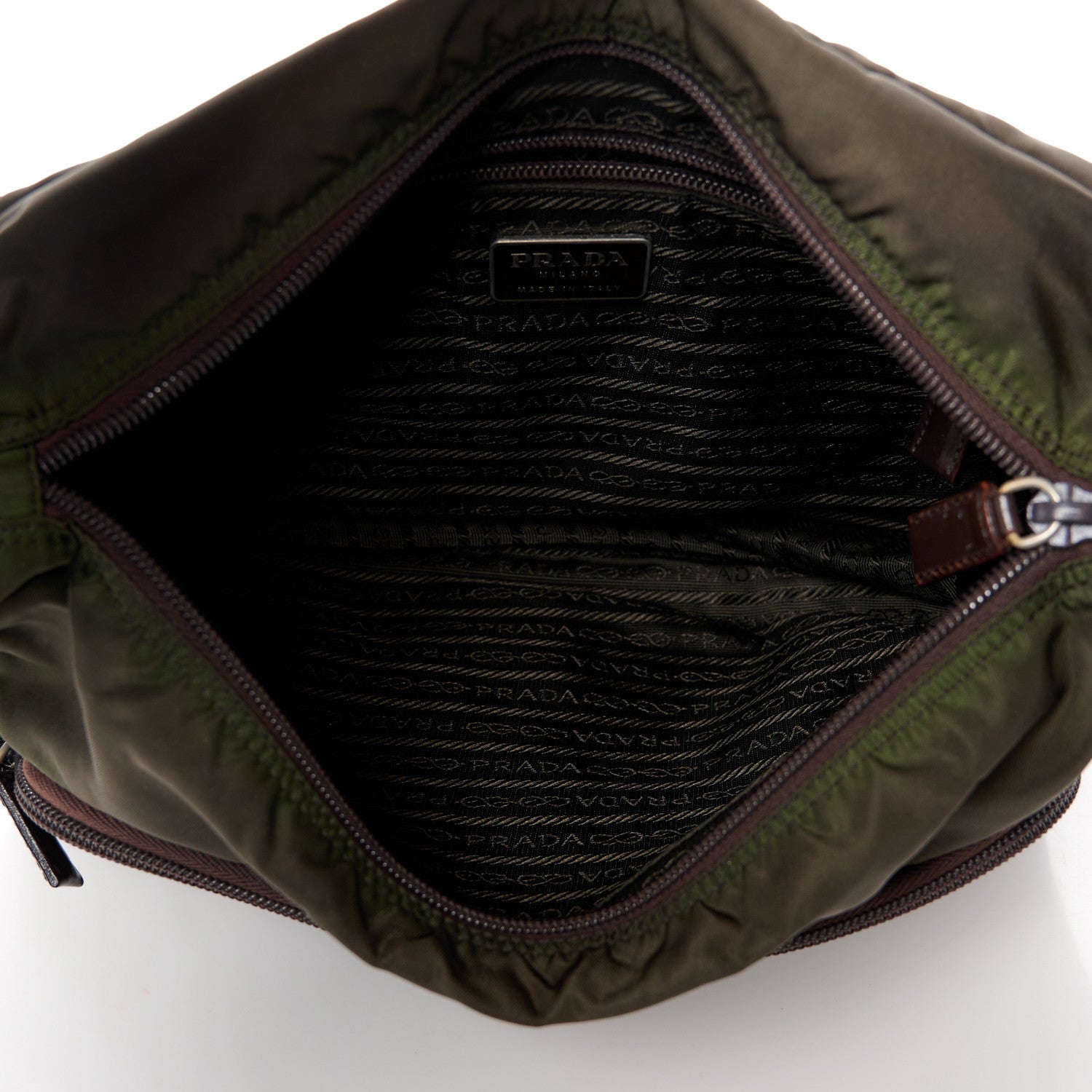 Prada Tessuto Nylon Saffiano Vela Messenger Bag Khaki 5 of 12