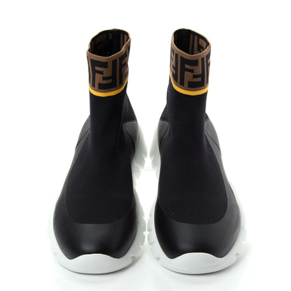 Fendi Jersey FF Mania Mens High Top Sock Sneakers 9.5 Black Tobacco Yema 5 of 11