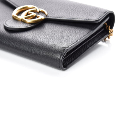 Gucci Calfskin GG Marmont Chain Wallet Black 6 of 9