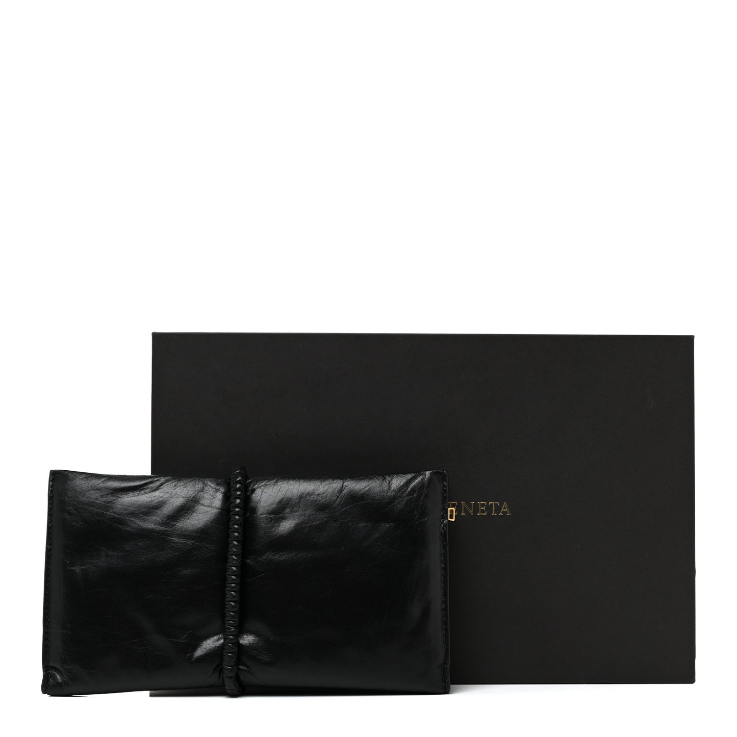 Calfskin Padded Bi Fold Clutch Black