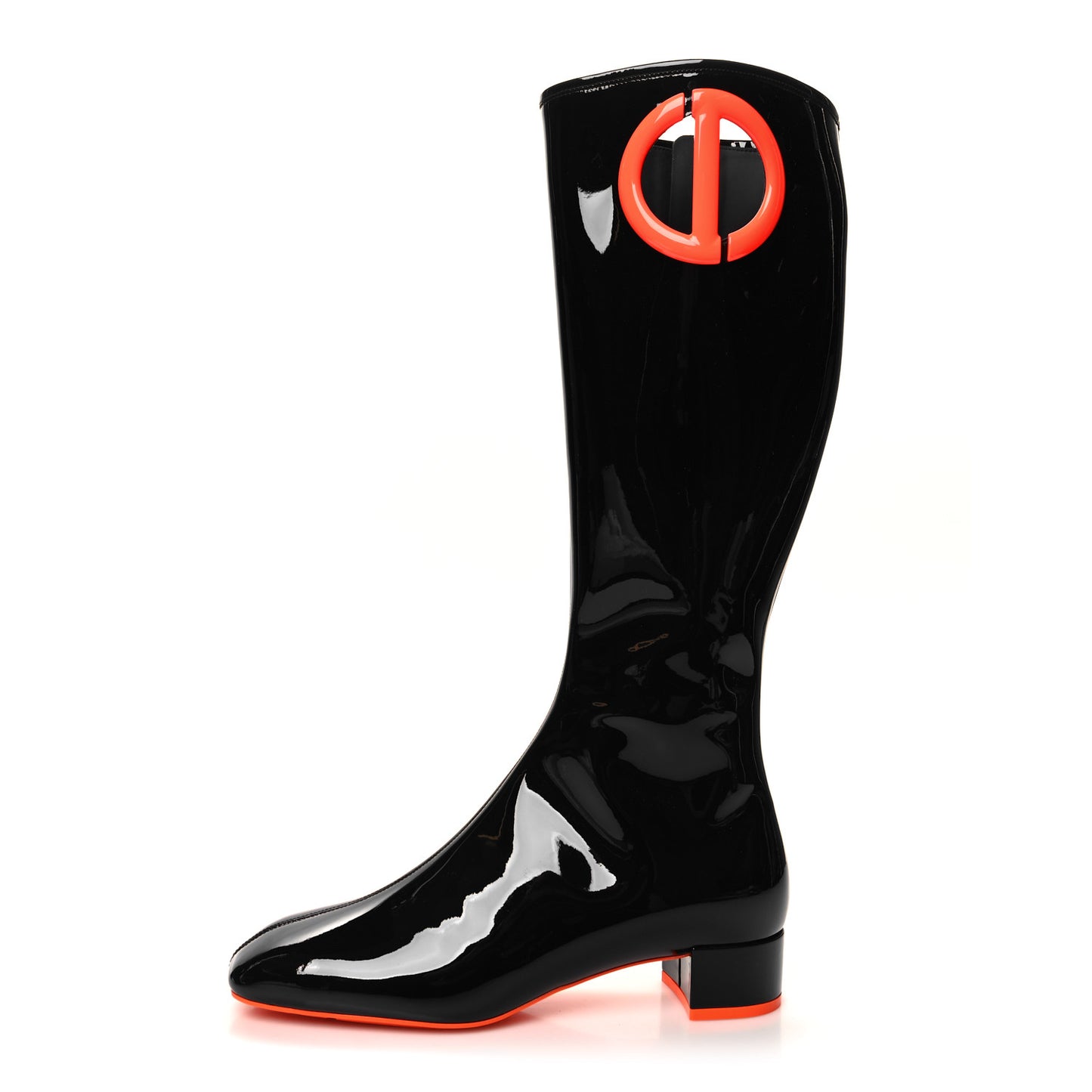 Patent Calfskin Dior Idole Boots 38.5 Black Orange