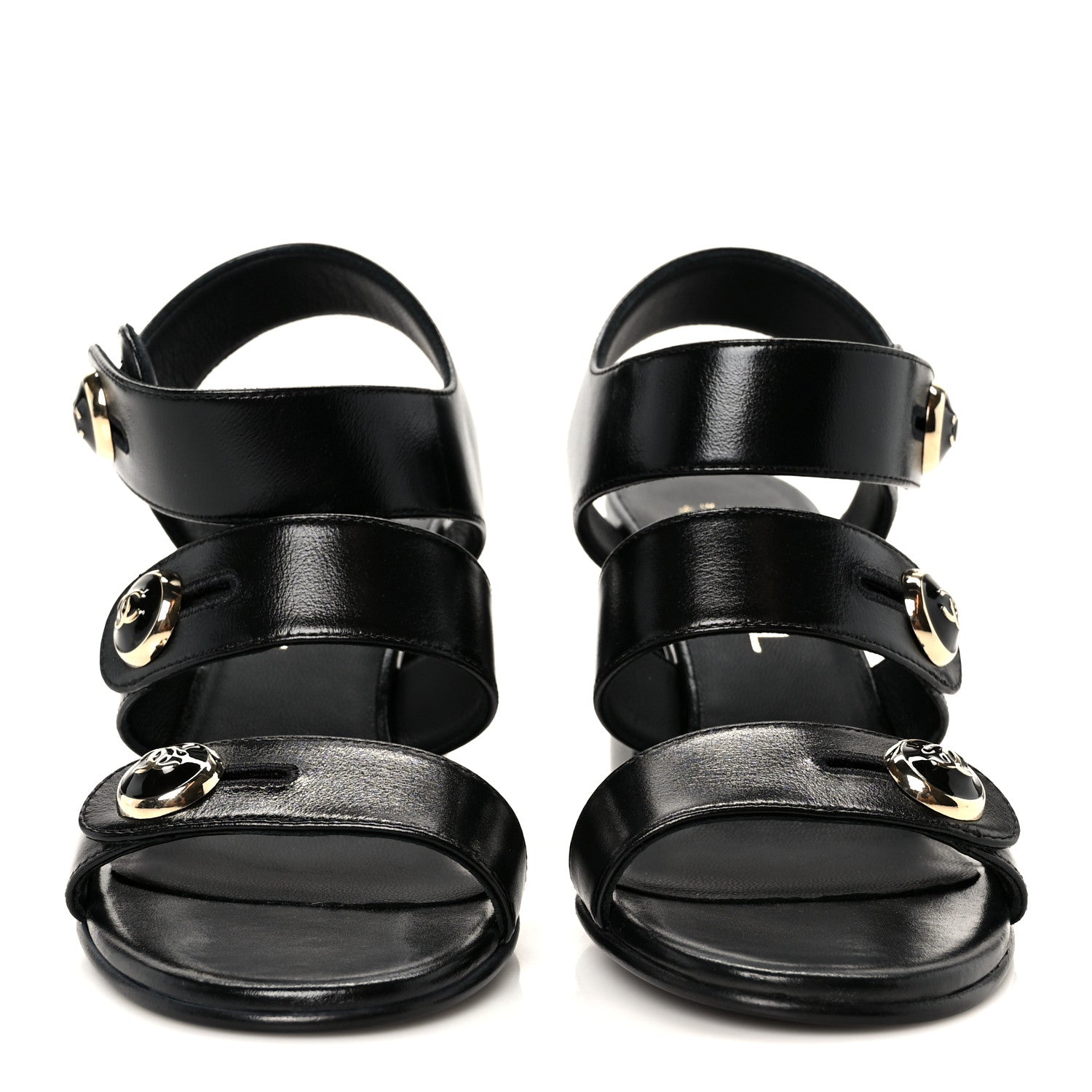 Chanel Shiny Calfskin CC Sandals 37 Black 3 of 10