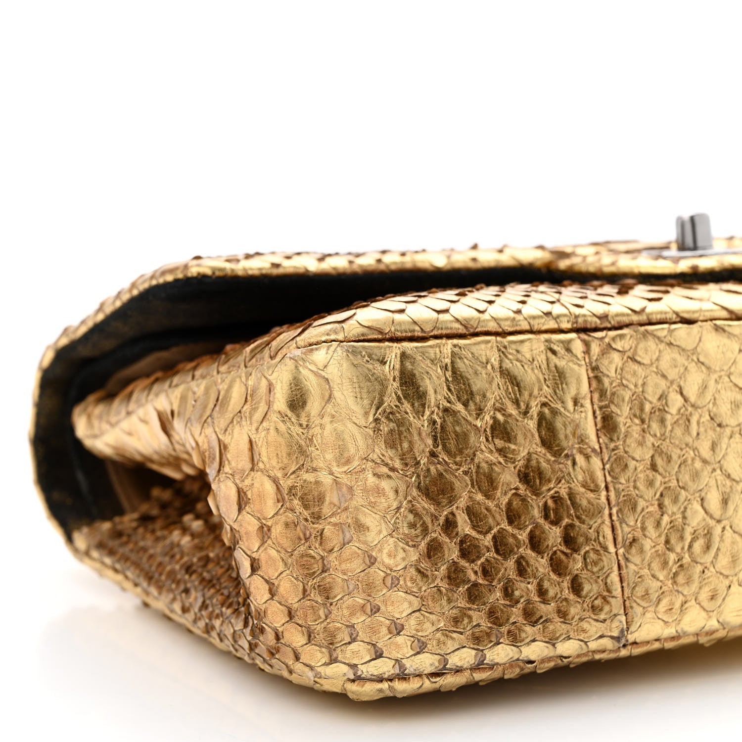 Chanel Metallic Snakeskin Medium Double Flap Gold 9 of 12