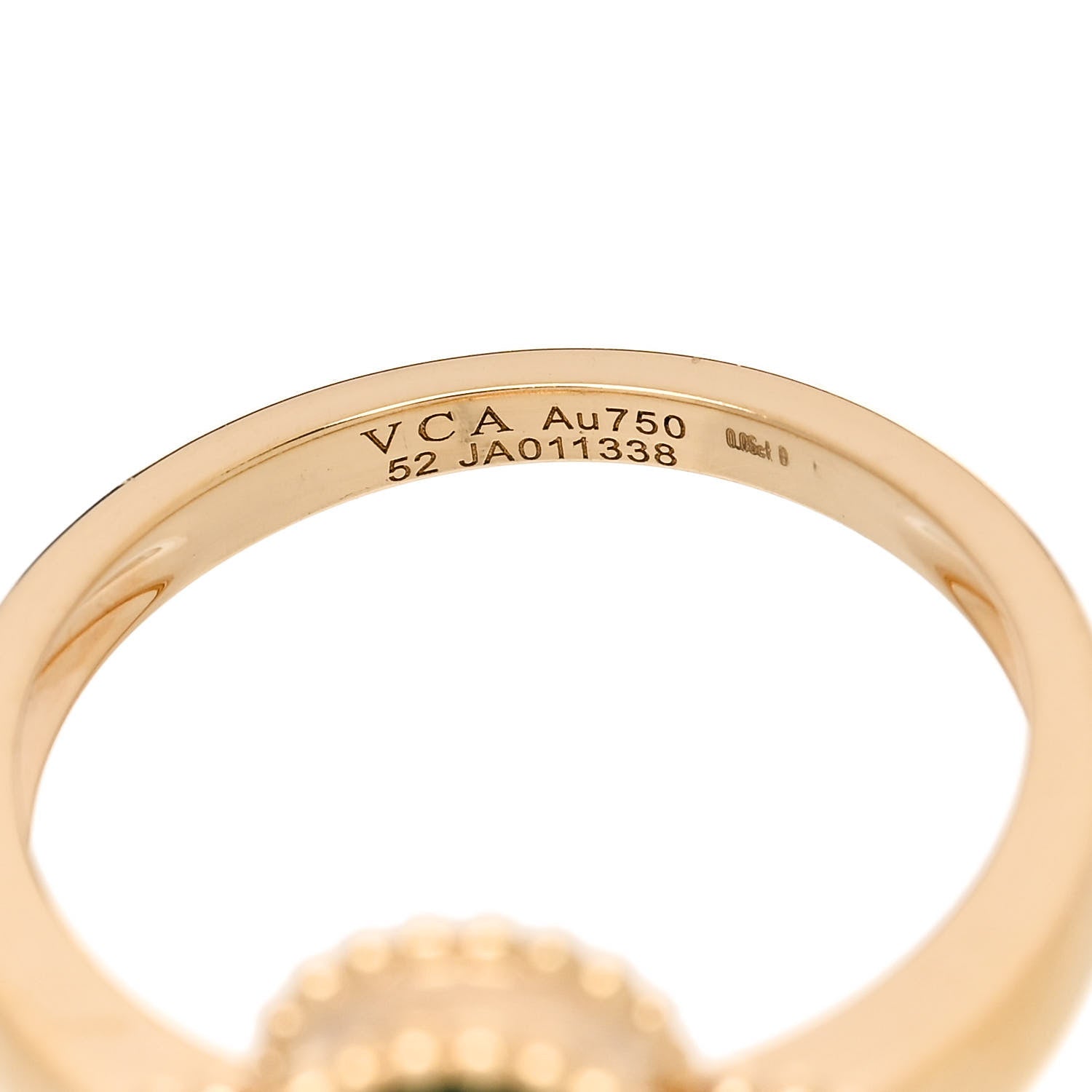 Van Cleef & Arpels 18K Yellow Gold Diamond Malachite Vintage Alhambra Ring 52 6 5 of 6