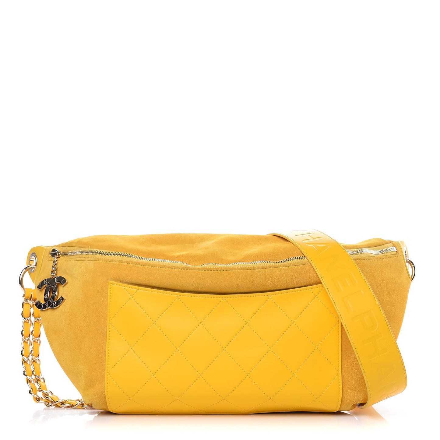 X PHARRELL WILLIAMS Suede Lambskin Oversized Waist Belt Bag Jaune Yellow
