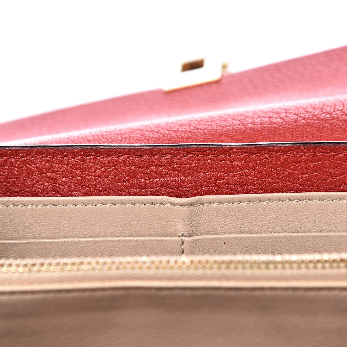 Grained Lambskin Drew Long Wallet with Flap Plaid Red