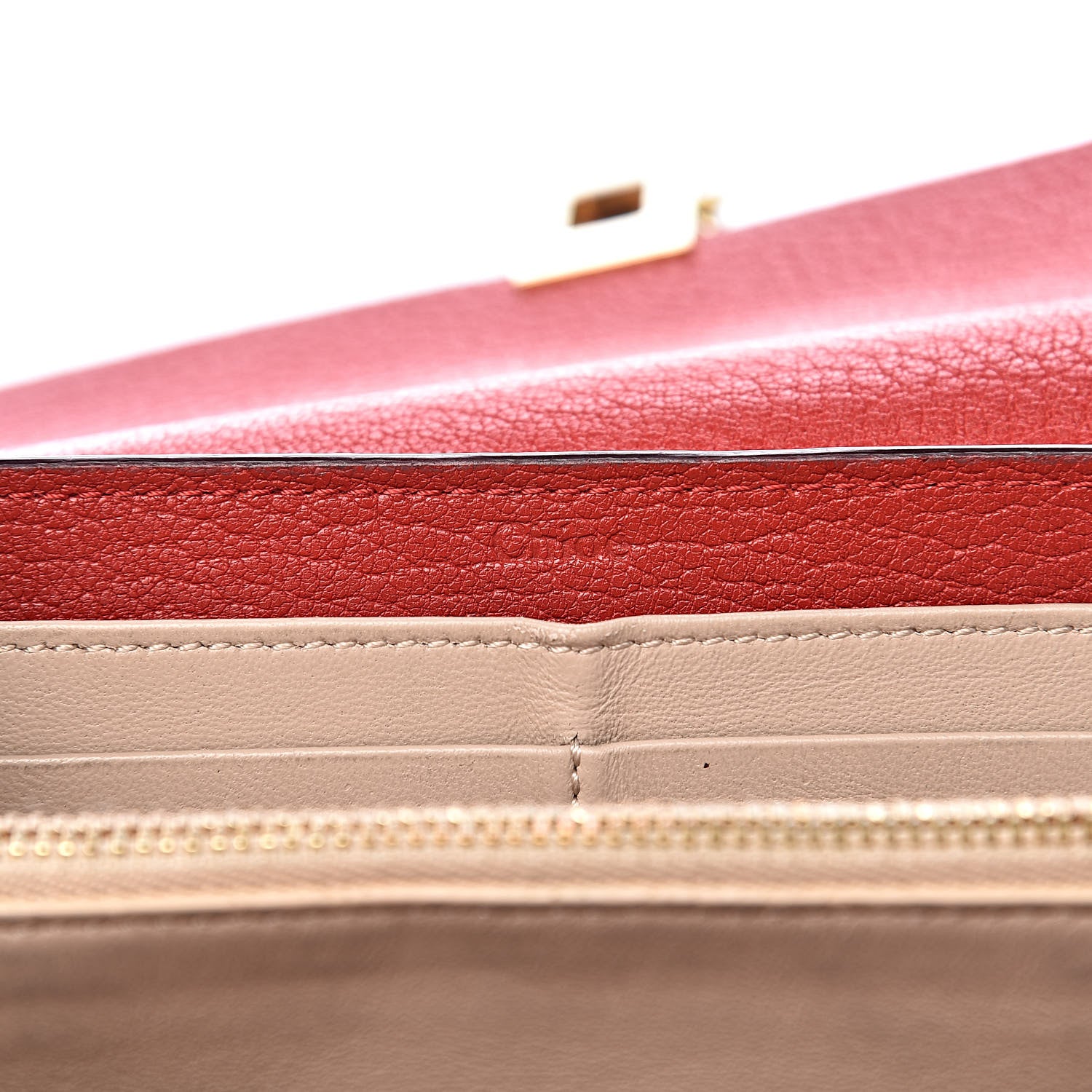 Chloe Grained Lambskin Drew Long Wallet with Flap Plaid Red 6 of 13