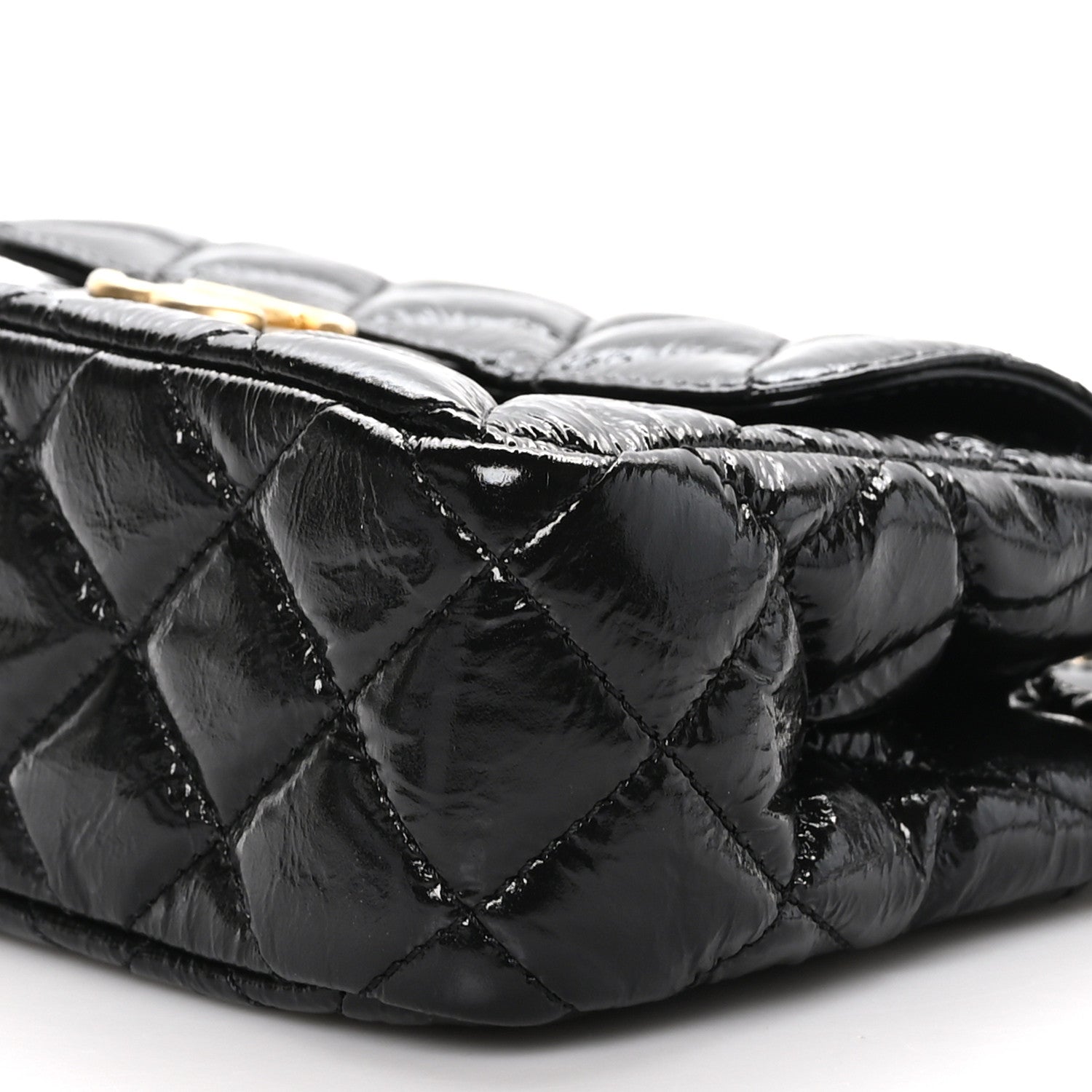 Chanel Shiny Crumpled Calfskin Quilted Small Wavy CC Hobo Black 10 of 11
