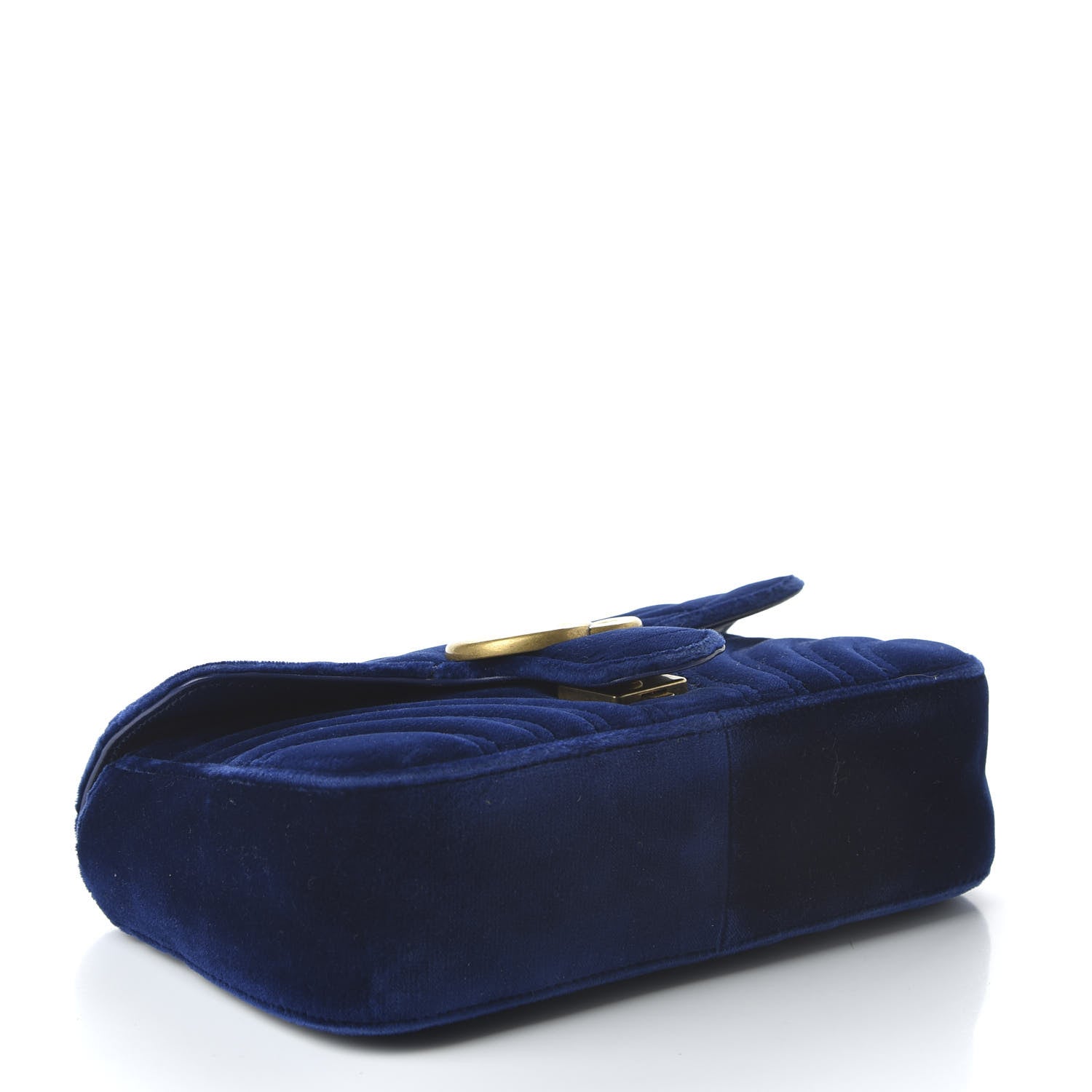 Gucci Velvet Matelasse Mini GG Marmont Shoulder Bag Cobalt Blue 4 of 10