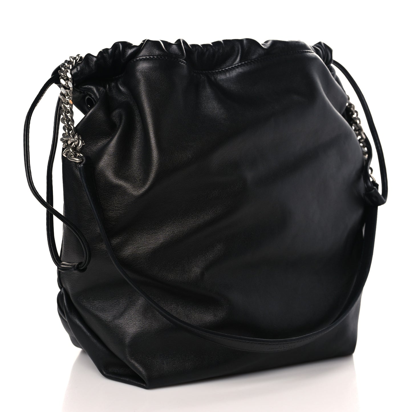 Lambskin Teddy Drawstring Bag Black
