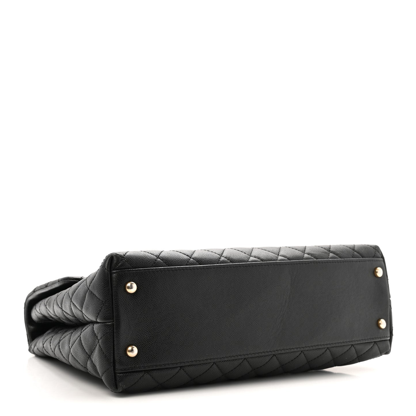 Caviar Lizard Quilted Large Coco Handle Flap Black