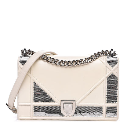 Christian Dior Lambskin Sequin Medium Diorama Flap Bag White 1 of 16