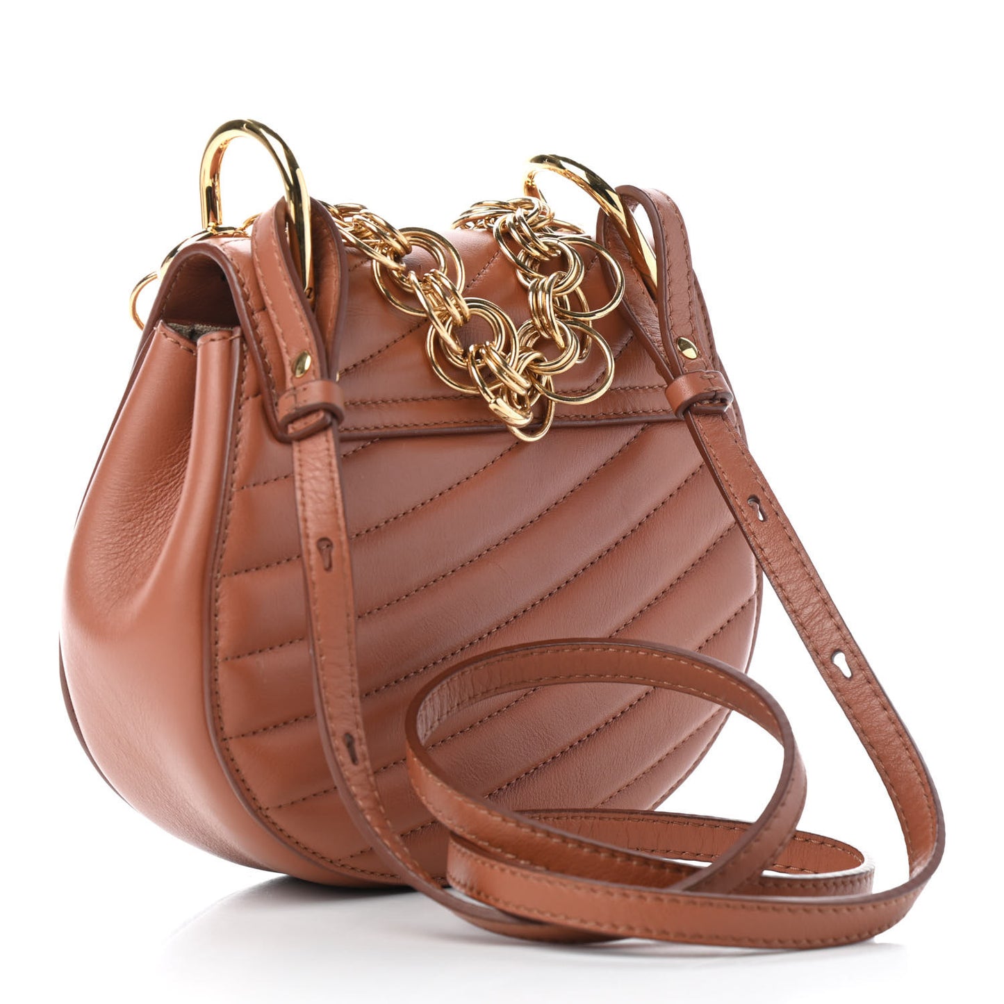 Calfskin Quilted Mini Drew Bijou Shoulder Bag Chestnut Brown