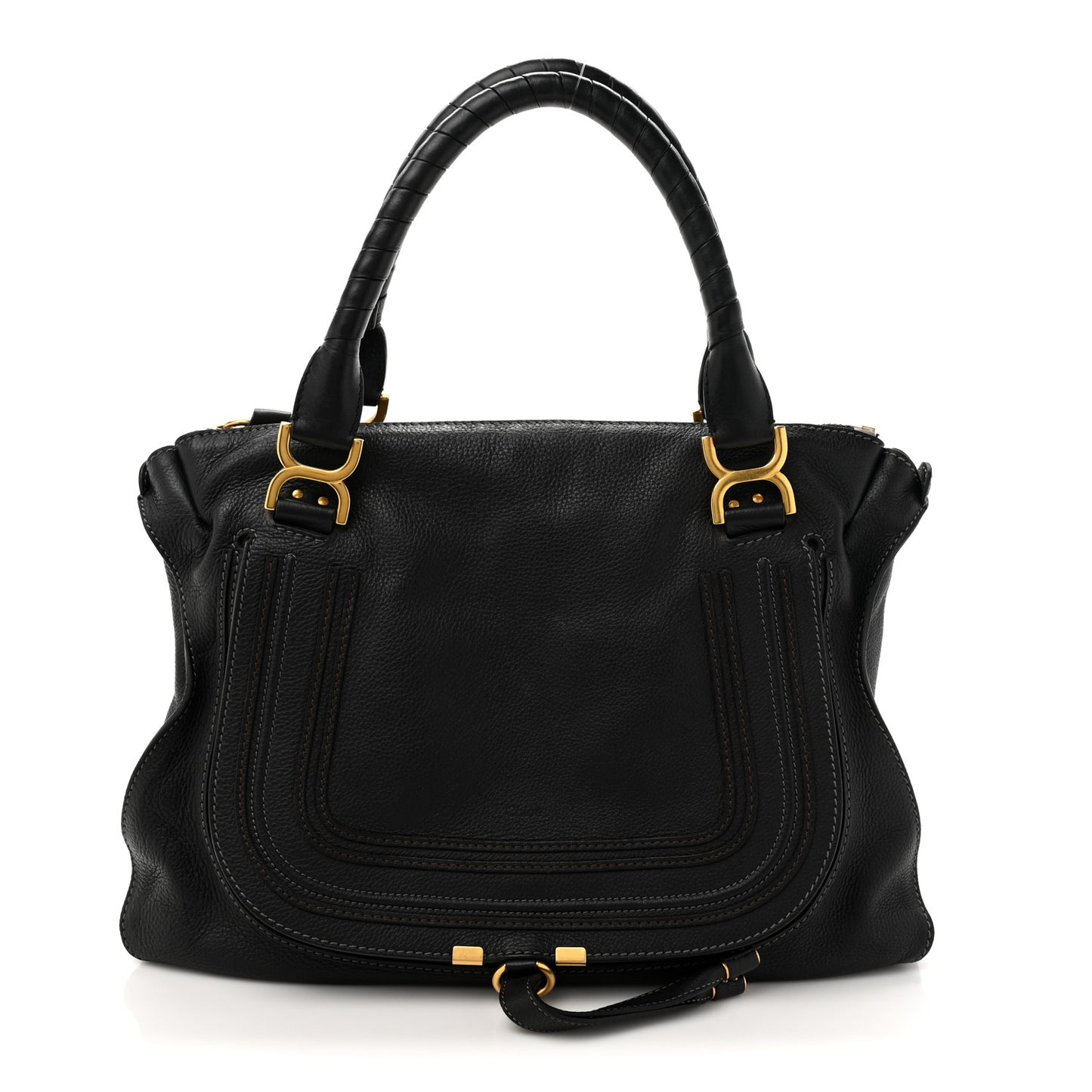 Calfskin Large Marcie Satchel Black