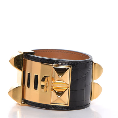 Hermes Shiny Alligator Collier de Chien CDC Bracelet S Black 3 of 6