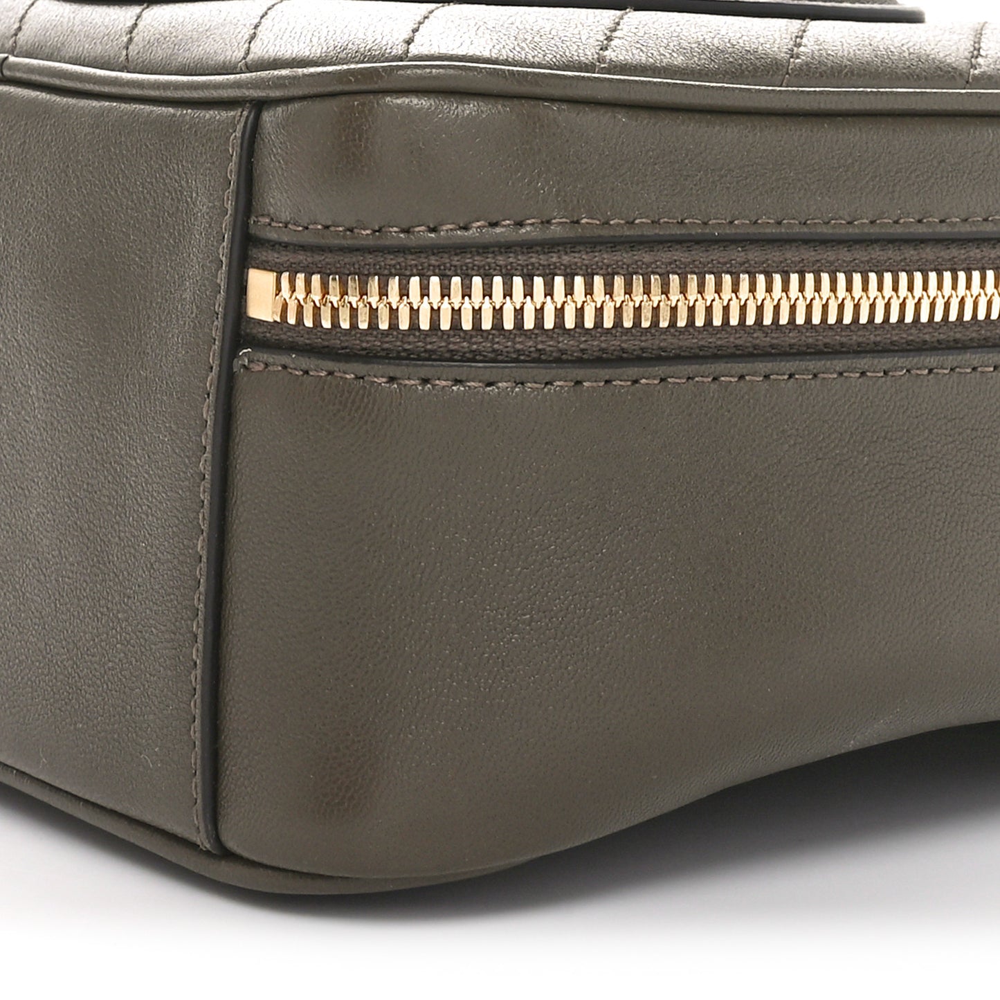 Sakai Be Green Calfskin Diagonal Stitched Blondie Top Handle Bag Craclet Brown