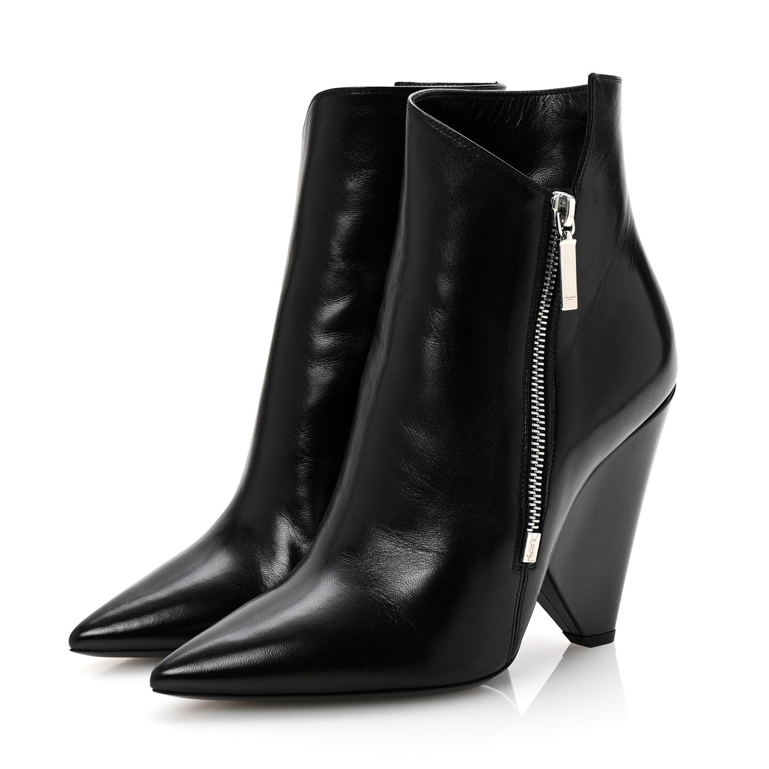 Saint Laurent Calfskin Niki 85 Wedge Booties 39.5 Black 4 of 10