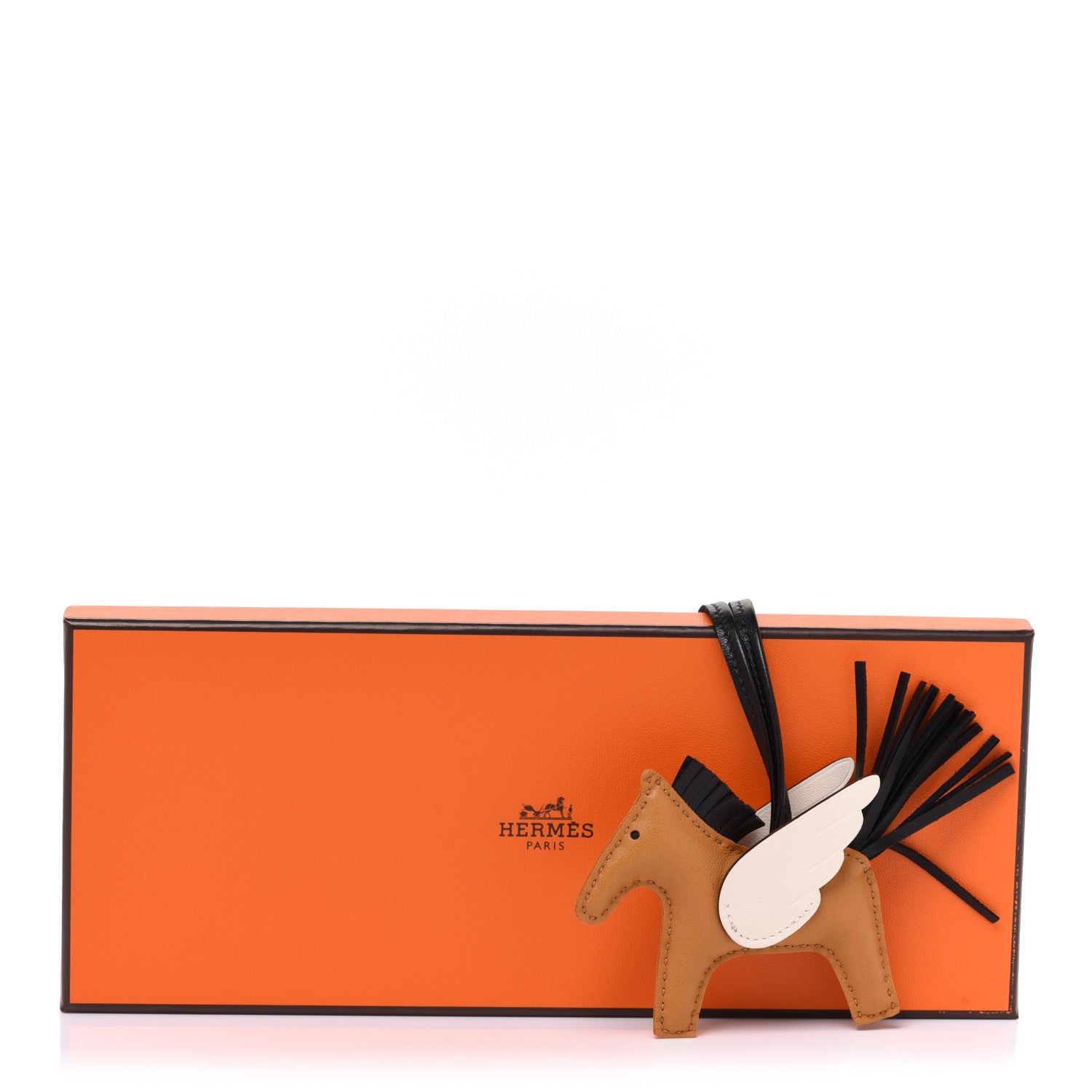 Hermes Milo Lambskin Grigri Rodeo Pegase Horse Bag Charm PM Sesame Black Nata 5 of 5