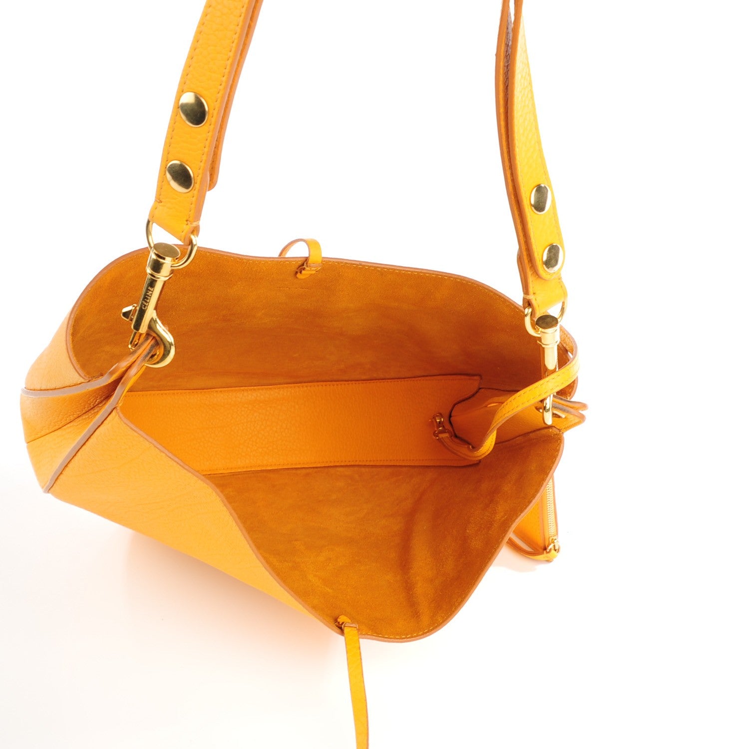 Celine Crisped Calfskin Medium Hobo Saffron 5 of 7