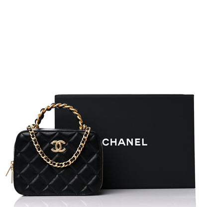 Chanel Lambskin Quilted Top Handle Small Vanity Case Black 9 of 9