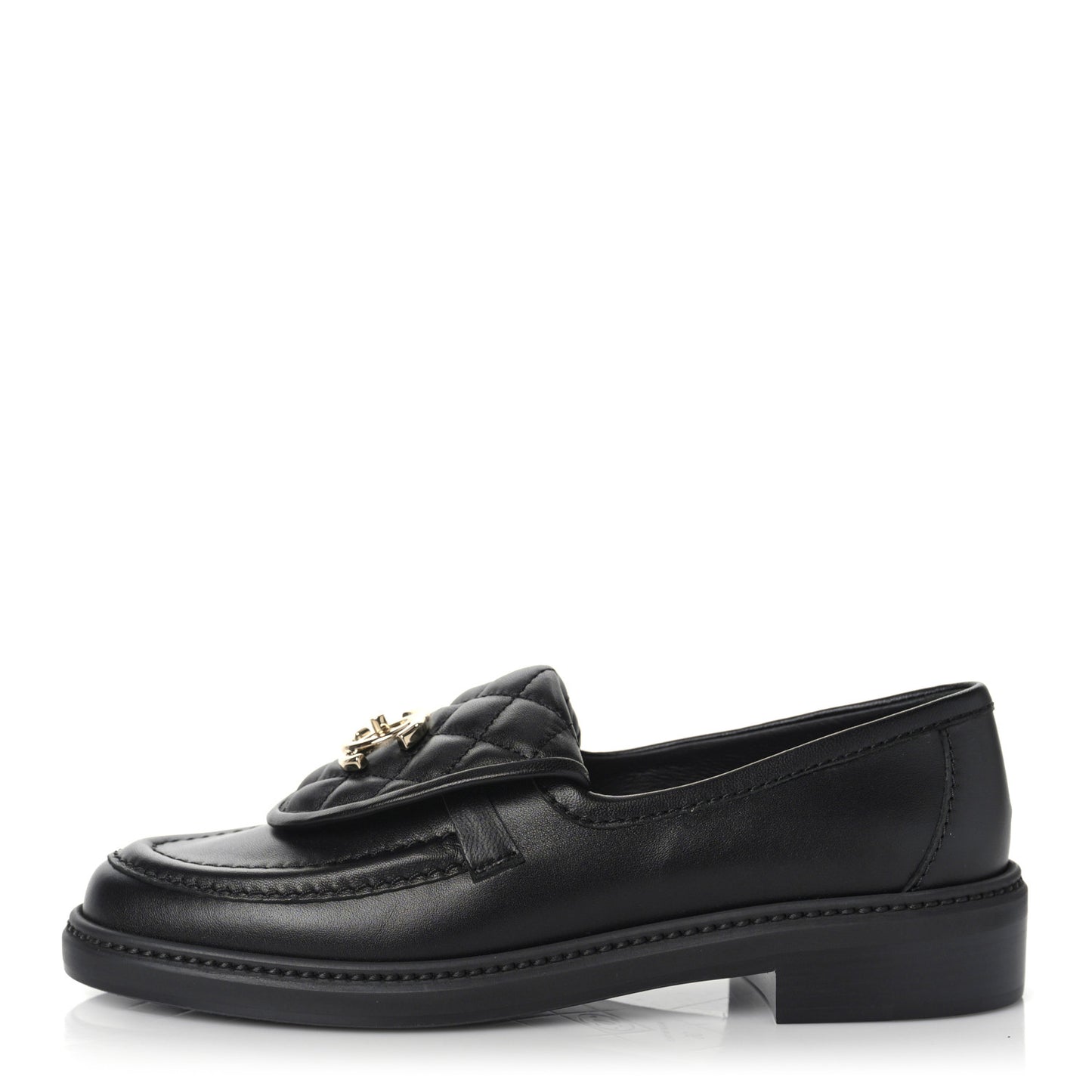 Lambskin Quilted CC Turnlock Loafers 36 Black