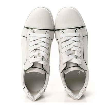 Christian Louboutin Calfskin Laminated Nappa Womens Fun Vieira Flat Sneakers 36.5 White Vertlaine 2 of 9