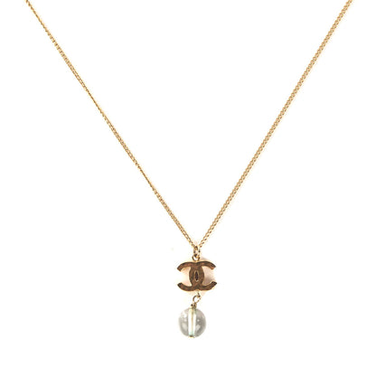 Chanel Enamel Hammered CC Bead Pendant Necklace Gold 1 of 6