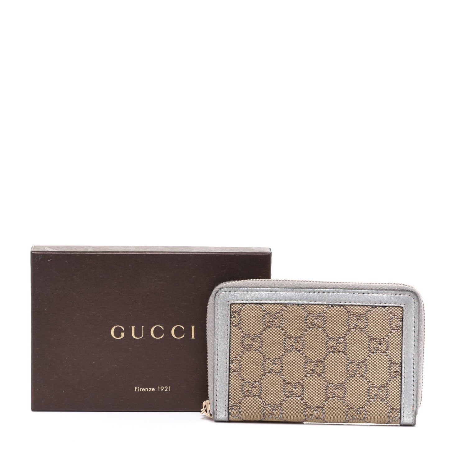 Monogram Bamboo Zip Around Compact Wallet Silver