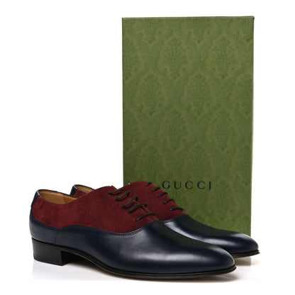 Gucci New Waxed Calfskin Supersofty Oxfords 11 Black Burgundy 11 of 11