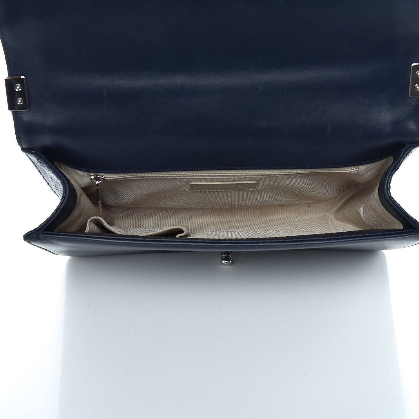 Perforated Lambskin Quilted New Medium Boy Flap Navy