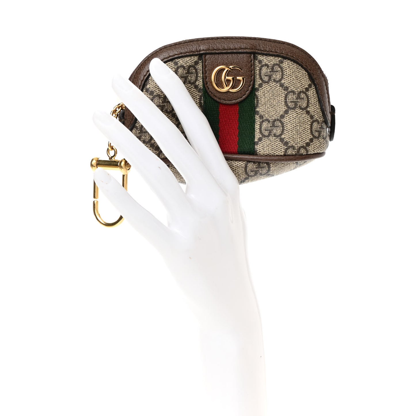 GG Supreme Monogram Web Ophidia Dome Key Pouch Beige New Acero