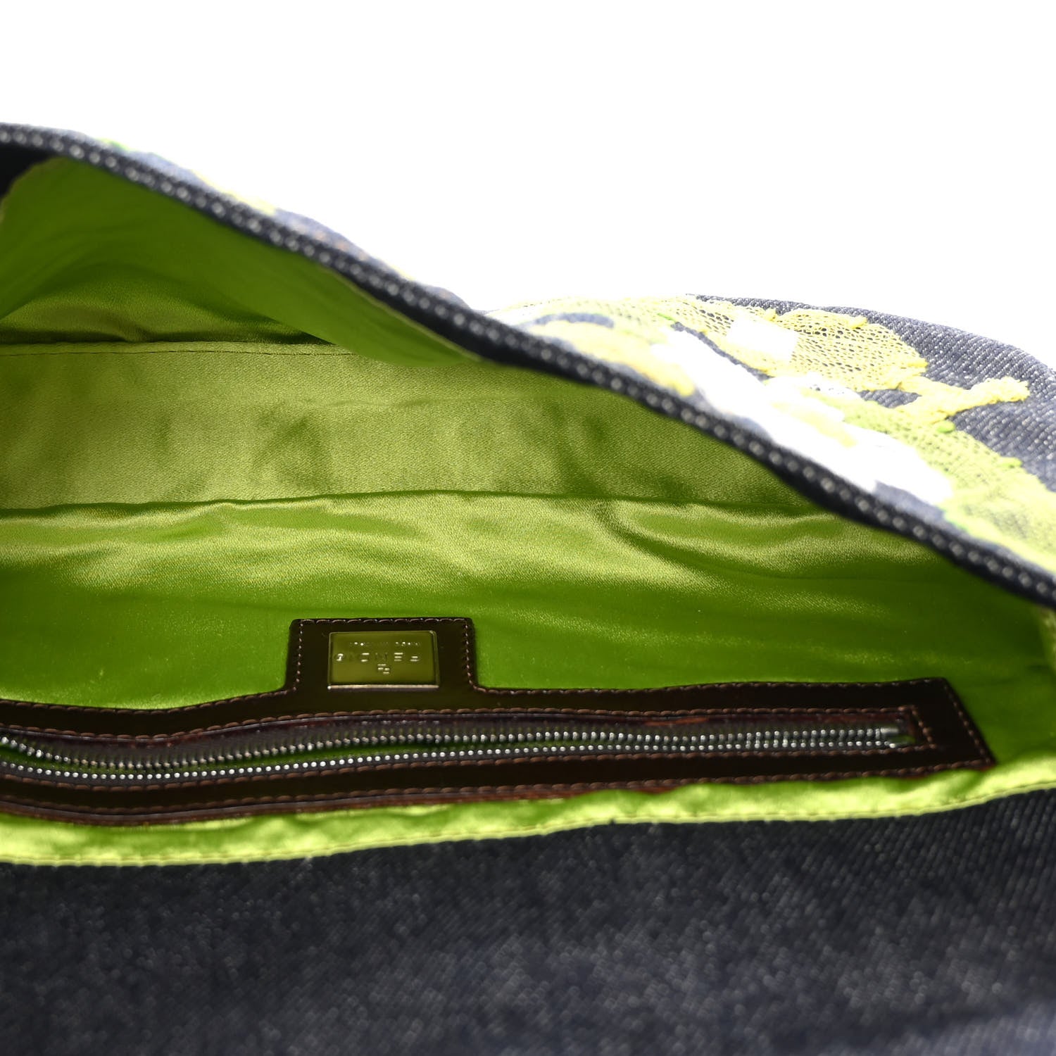 Fendi Denim Flower Applique Baguette Blue 5 of 11