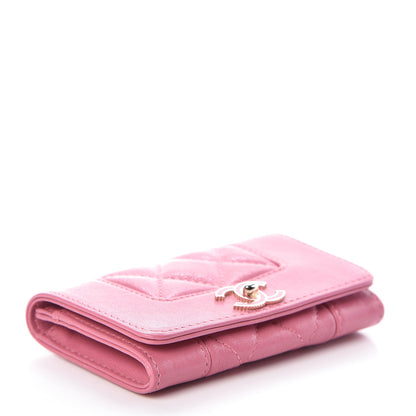 Chanel Sheepskin Quilted Vintage Mademoiselle Card Holder Pink 4 of 11
