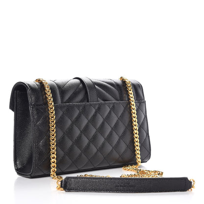Saint Laurent Grain De Poudre Textured Mixed Matelasse Triquilt Small Monogram Satchel Black 4 of 8