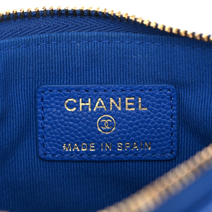 Chanel Caviar Quilted Small Cosmetic Case Blue 6 of 7